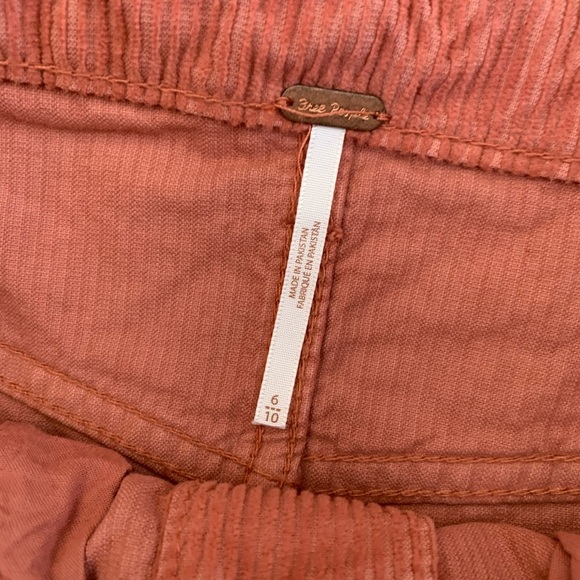 Free People NWT coral Corduroy Mini Skirt button up - Picture 5 of 7